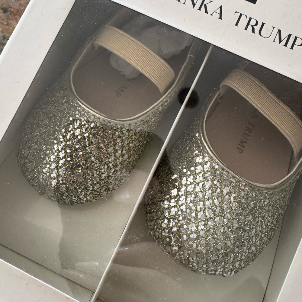 Ivanka Trump Glittery Gold Baby Mary Jane Shoes